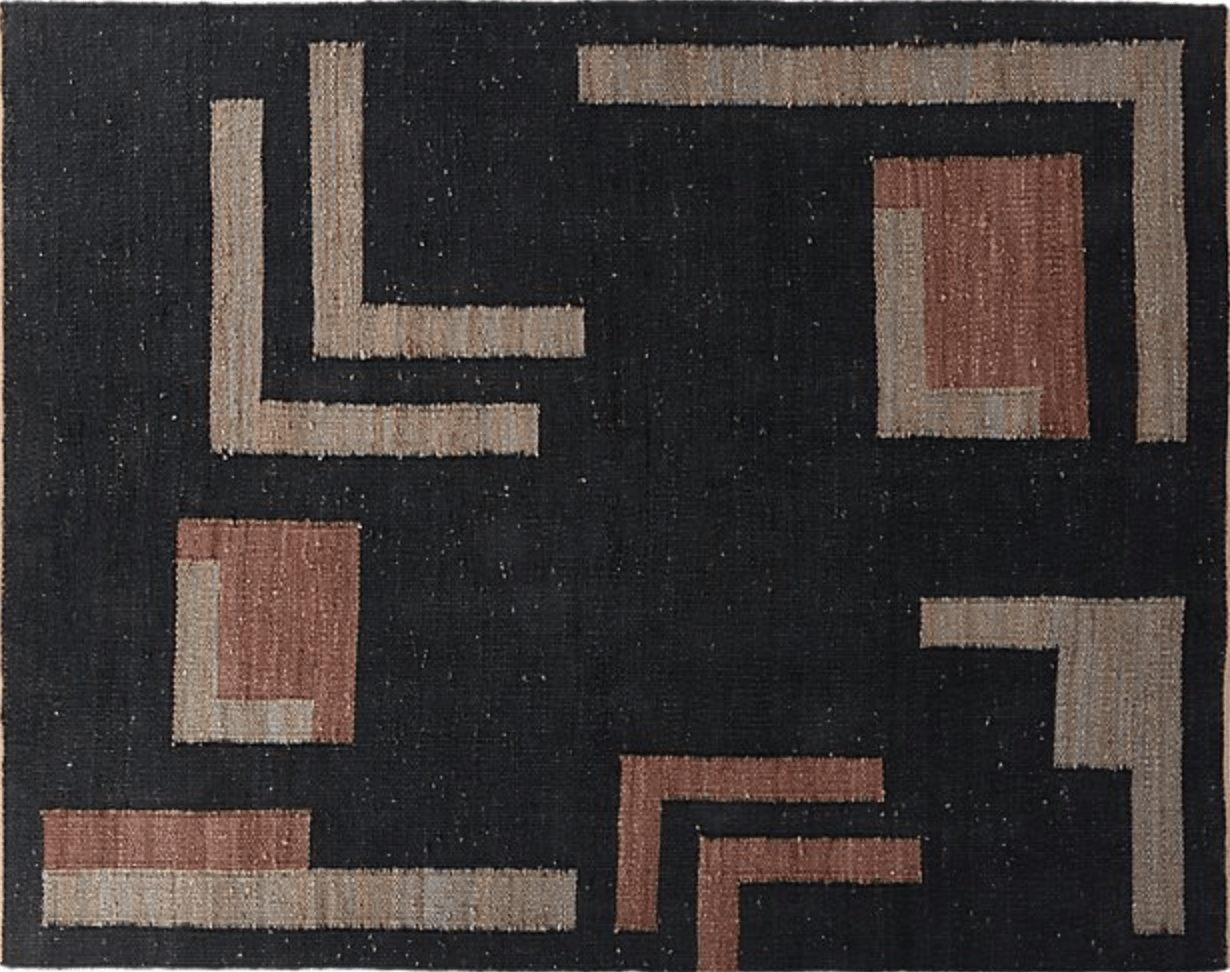 CB2 Alexi Woven Jute Black Rug