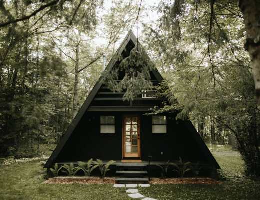 Black Exterior A-Frame Cabin